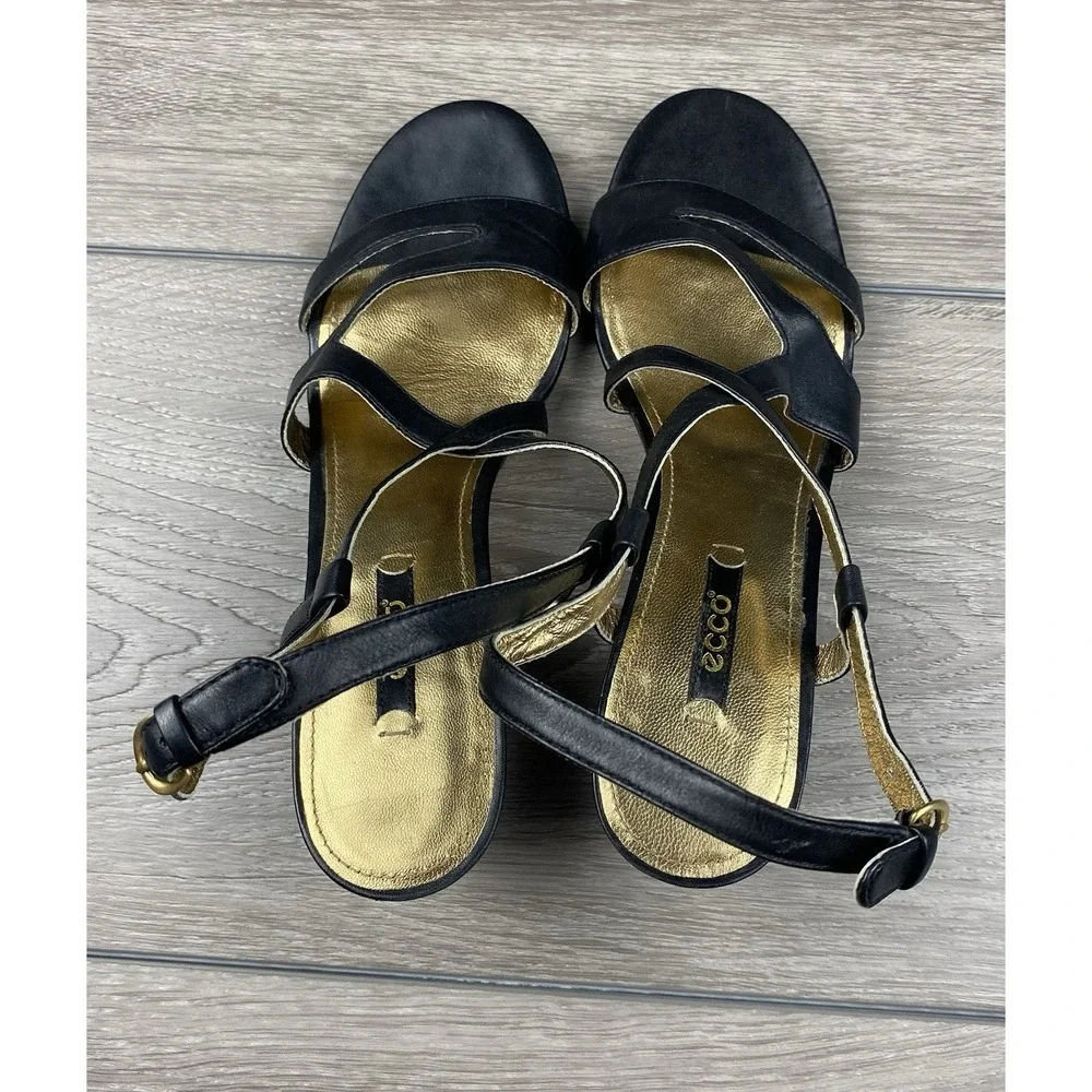 Ecco Women's Leather Slingback Strap Wedge Heels Black Size 40 US 9 - Picture 5 of 9